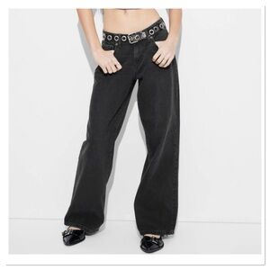 Women’s Low Rise Wide Leg Baggy Jeans Wild Fable Black
